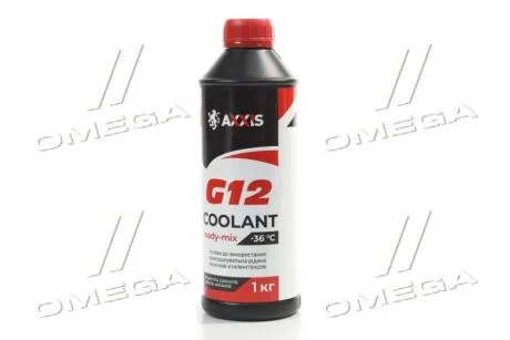 Антифриз RED G12 Сoolant Ready-Mix -36°C <> (червоний) (Каністра 1кг) AXXIS AXP999G12R RDM1