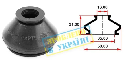 Пильовик (O D35хd16хH31) універсальний для кульової опори, рульового наконечника BELGUM PARTS BG0110