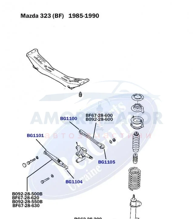 Сайлентблок поперечного важеля задньої підвіски зовнішній Mazda 323 BELGUM PARTS BG1104 (фото 1)
