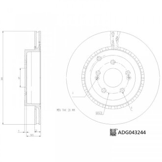 KIA Гальмівний диск задній STINGER (CK) 3.3 T-GDi 17- BLUE PRINT ADG043244