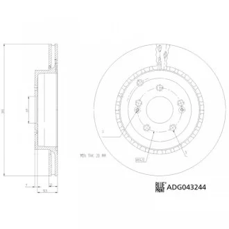 KIA Гальмівний диск задній STINGER (CK) 3.3 T-GDi 17- BLUE PRINT ADG043244