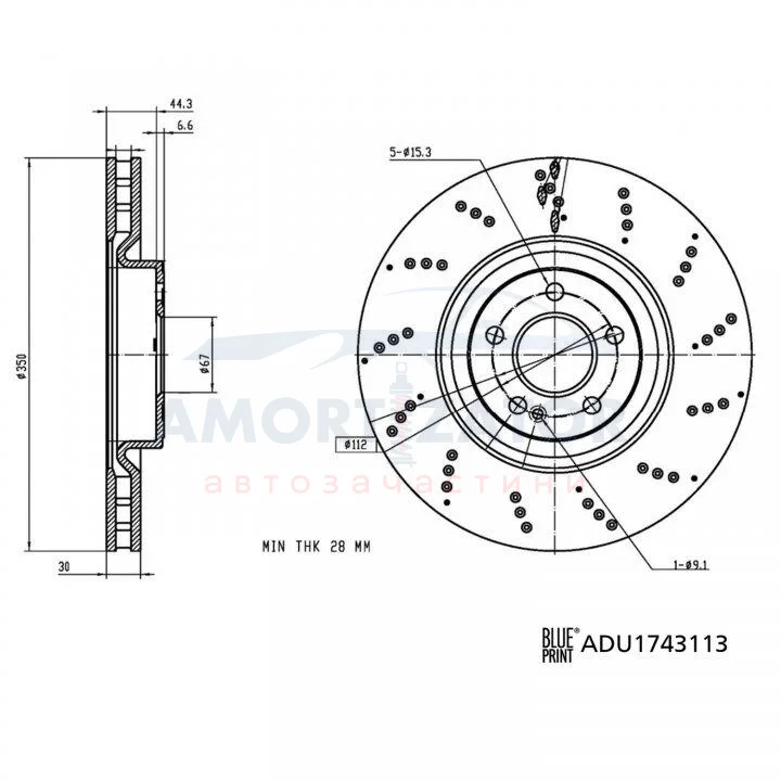 DB диск гальмівний перед. W177/W247 BLUE PRINT ADU1743113 (фото 1)