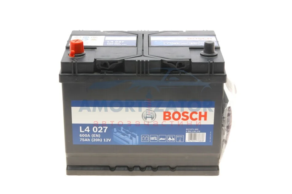 Акумулятор Bosch 12В/75Аг/600А/18,1кг BOSCH 0 092 L40 270 (фото 1)