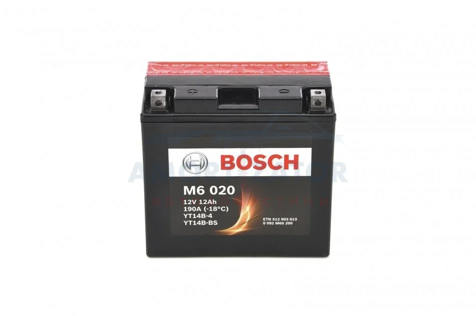 МОТОЦИКЛЕТНА АКУМУЛЯТОРНА БАТАРЕЯ BOSCH 0 092 M60 200 (фото 1)