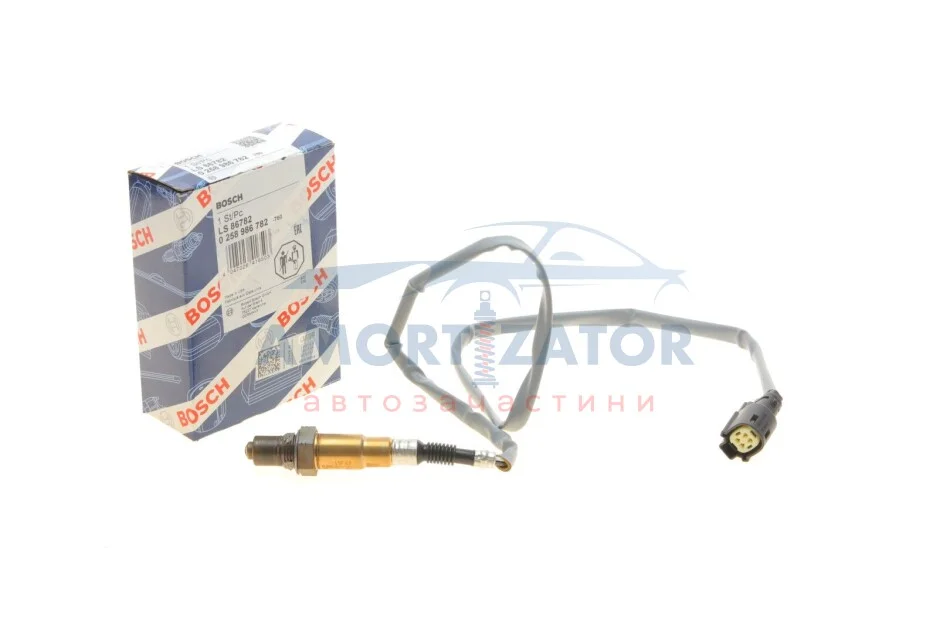 Лямбда-зонд (кількість дротів 4, 853мм) FORD B-MAX, ECOSPORT, FIESTA VI, TOURNEO COURIER B460, TRANSIT COURIER B460 1.0 08.12- BOSCH 0 258 986 782 (фото 1)