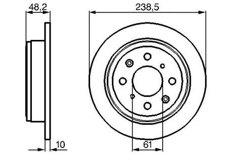Диск гальмівний задн лів/прав HONDA ACCORD III, CIVIC IV, CIVIC VI, CONCERTO, CRX II, PRELUDE III MG ZS ROVER 200, 200 II, 25 I, 400, 400 II, 45 I, COUPE 1.1-2.0D 11.85-10.05 BOSCH 0986478350