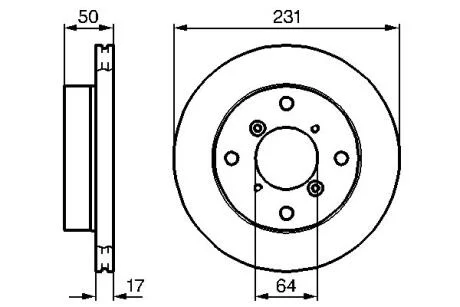 Диск гальмівний передн лів/прав SUBARU JUSTY II SUZUKI ALTO IV, ALTO V, ALTO VI, CAPPUCCINO, SWIFT, SWIFT II 0.7-1.3 03.89-12.08 BOSCH 0986478721
