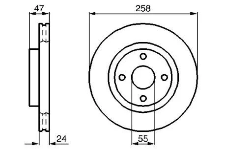 Диск гальмівний передн Лів/Прав MAZDA 323 F VI, 323 S VI 1.6-2.0D 09.98-05.04 BOSCH 0986478989