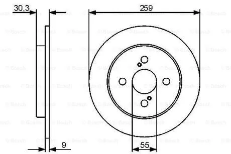 Диск гальмівний задн Лів/Прав TOYOTA IQ, RACTIS, YARIS, YARIS / VIOS 1.0-1.8 08.05- BOSCH 0986479420