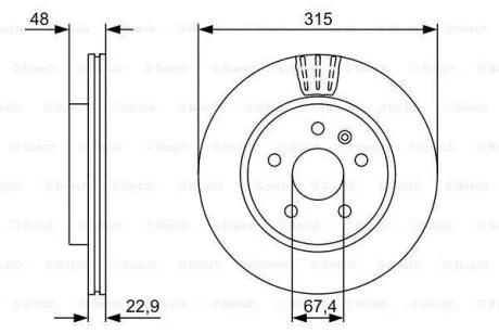 OPEL диск гальмівний задній (315*22,9) Insignia 08- BOSCH 0986479C71