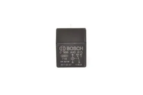 Реле універсальне (24В, 20А, кількість з\'єднань: 5) MAN F8, F9, F90, F90 UNTERFLUR, HOCL, M90, SD, SG, SL, SR, SÜ, TGM I, TGS I, TGX I MERCEDES MK, NG, O 302, O 303, O 305, O 307, O 404 05.69- BOSCH 0 986 AH0 615
