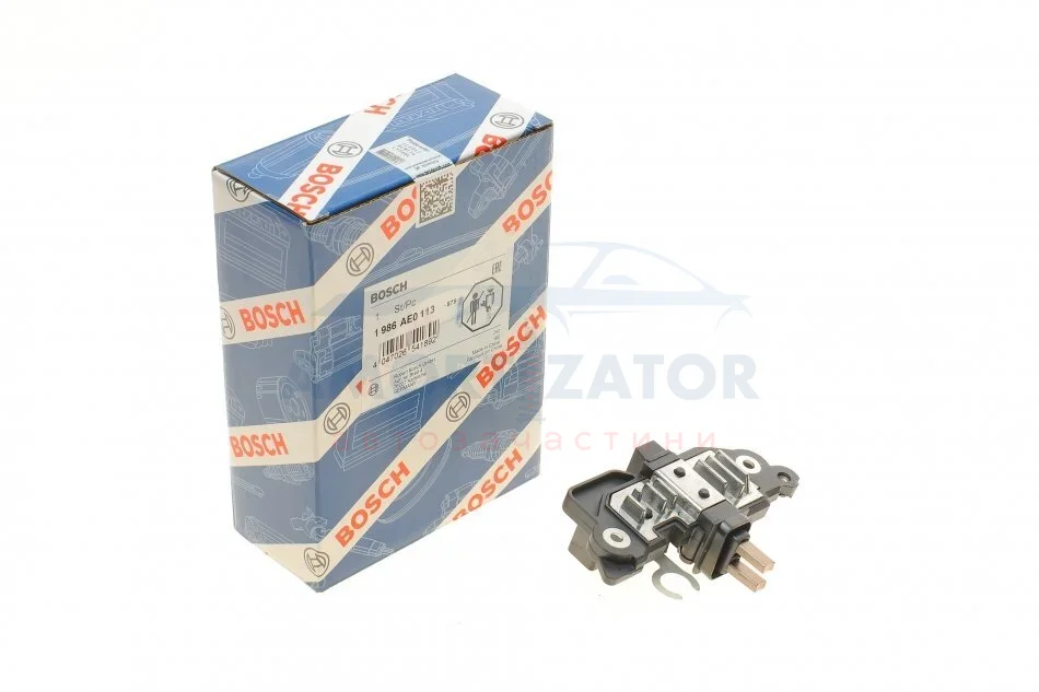 Регулятор напруги (12V) AUDI 80 B4, A1, A2, A3, A4 B6, A4 B7 SEAT ALHAMBRA, ALTEA, ALTEA XL, CORDOBA, EXEO, EXEO ST, IBIZA III, TOLEDO III SKODA FABIA I, FABIA II, OCTAVIA I 1.2-3.0 09.91-07.19 BOSCH 1986AE0113 (фото 1)