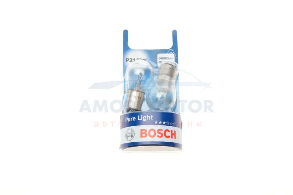 Лампа розжарювання P21/5W 12V 21/5W PURE LIGHT (blister 2 шт) (вир-во Bosch) BOSCH 1 987 301 016 (фото 1)