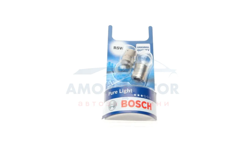 Лампа (упаковка-блістер 2шт) R5W 12В 5Вт BA15S основна лампа Pure Light BOSCH 1 987 301 022 (фото 1)