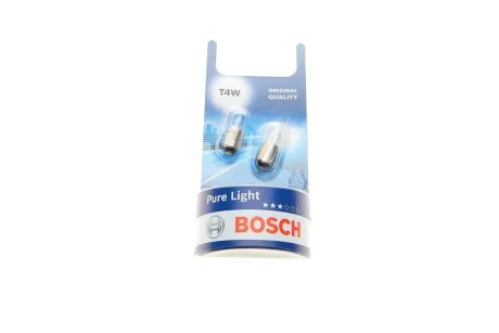 Лампа (упаковка-блістер 2шт) T4W 12В 4Вт BA9S основна лампа Pure Light BOSCH 1 987 301 023