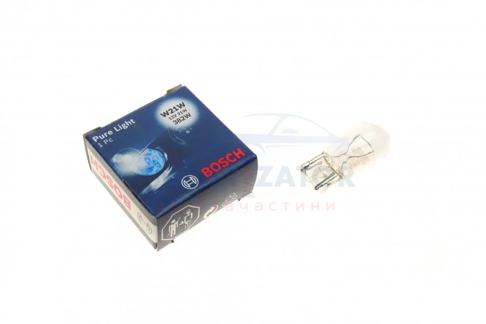 Лампа розжарювання W21W 12V 21W W3x16d PURE LIGHT (вир-во Bosch) BOSCH 1 987 302 251 (фото 1)