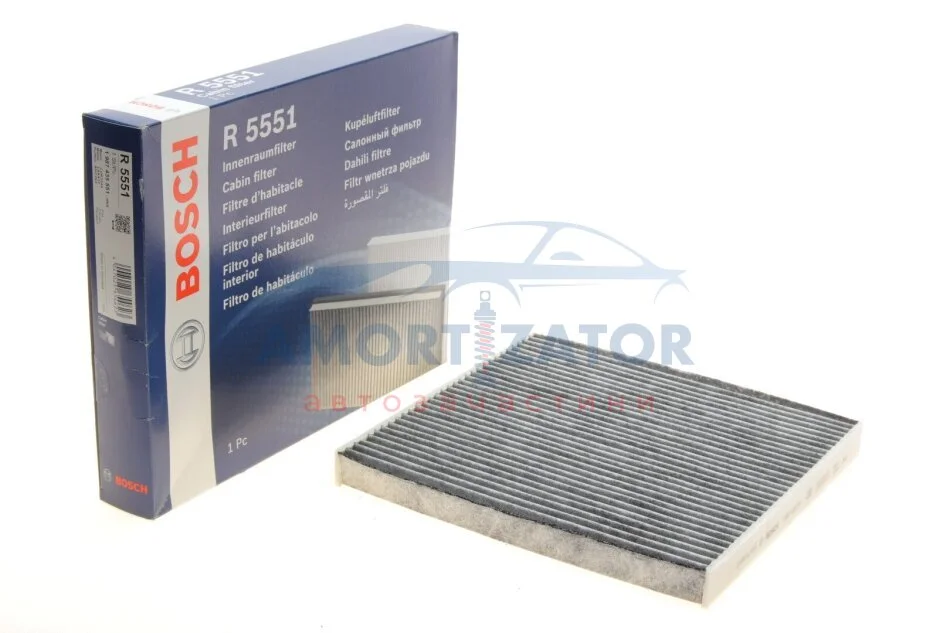 ФІЛЬТР САЛОНУ З АКТИВОВАНИМ ВУГІЛЛЯМ 1 987 435 551 BOSCH 1987435551 (фото 1)