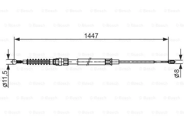 Трос ручного тормоза VAG 05- 1447мм BOSCH 1987482445 (фото 1)
