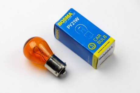 Автолампа BAU15S 12V 21W PY21W Янтарний в коробці 1шт BOSMA 0287S