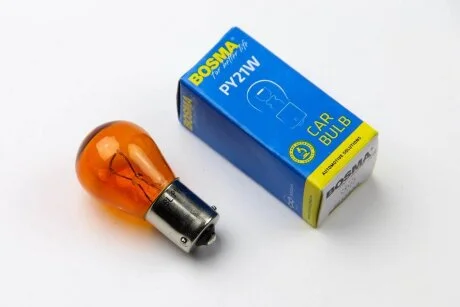 Автолампа BAU15S 12V 21W PY21W Янтарний в коробці 1шт BOSMA 0287S