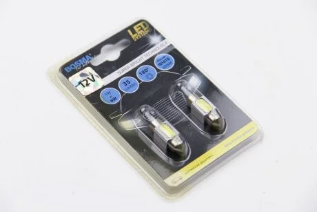 Автолампа SV8,5 LED 12V 1xSMD MEGA LED WHITE 10X31 (2 шт) BOSMA 3659