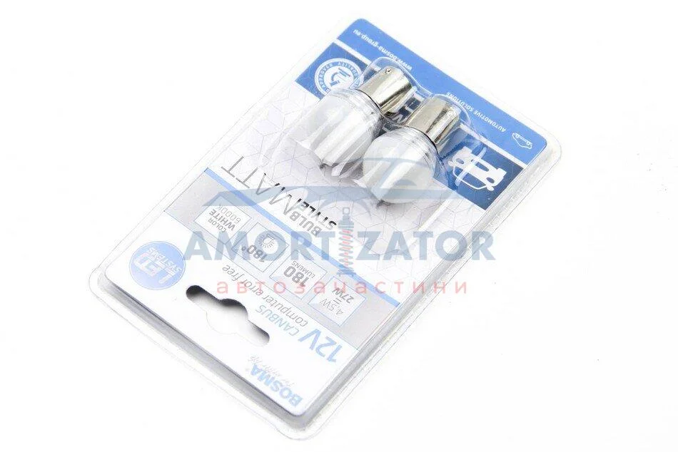 Автолампа BA15S LED 12V 9XSMD 2835 LED WHITE MAT (2 шт) BOSMA 4984 (фото 1)