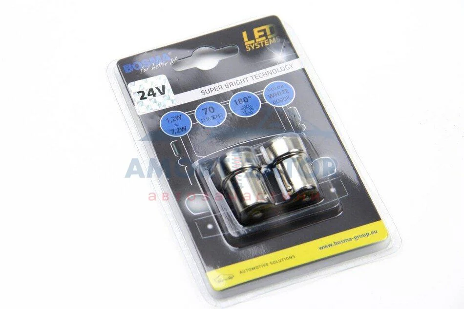 Автолампа BA15S LED 24V 4XSMD 5050 LED WHITE (2 шт) BOSMA 5417 (фото 1)