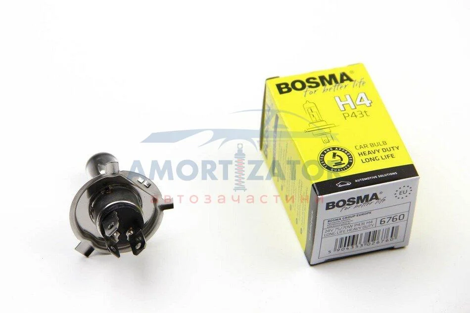 Автолампа H4 24V 75/70W P43T LONGLIFE HEAVY DUTY BOSMA 6760 (фото 1)