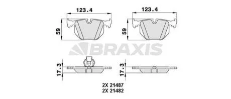 Гальмівні колодки комплект BRAXIS AA0264