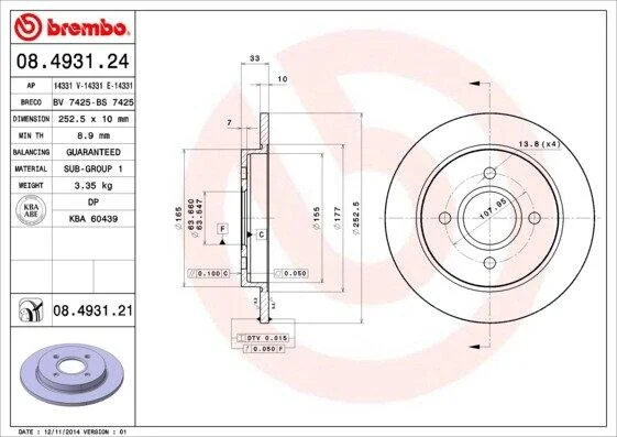 Гальмівний диск BREMBO 08.4931.24 (фото 1)