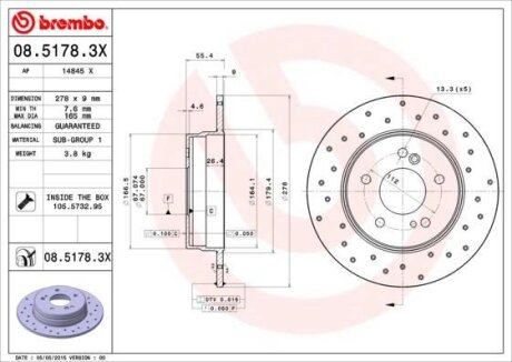 Гальмівний диск BREMBO 0851783X