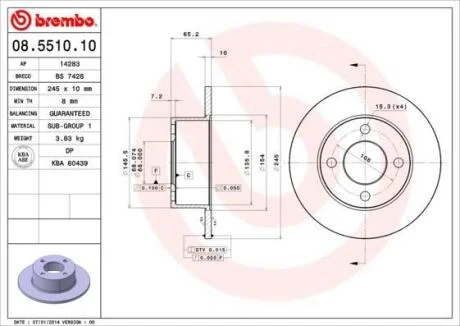 Гальмівний диск BREMBO 08.5510.10