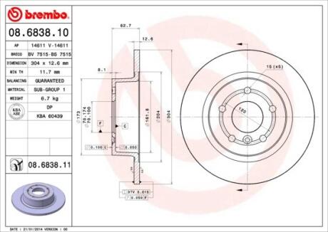 Гальмівний диск BREMBO 08.6838.11