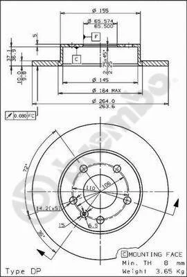 Гальмівний диск BREMBO 08.7627.75 (фото 1)