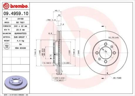 Гальмівний диск BREMBO 09.4959.10