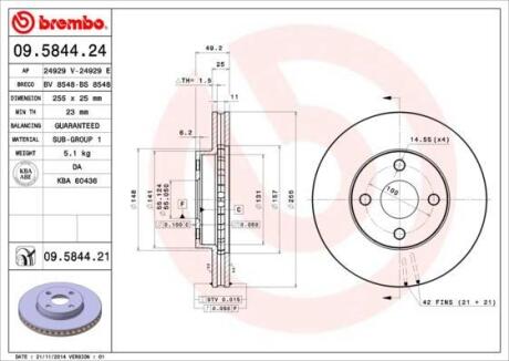 Гальмівний диск BREMBO 09.5844.21