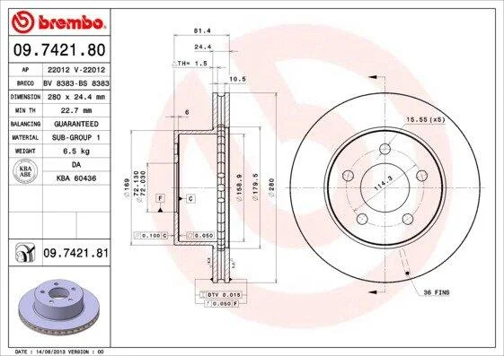Гальмівний диск BREMBO 09.7421.80 (фото 1)