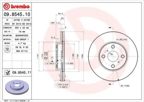 Гальмівний диск BREMBO 09.8545.10