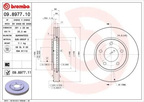 Гальмівний диск BREMBO 09.8977.10