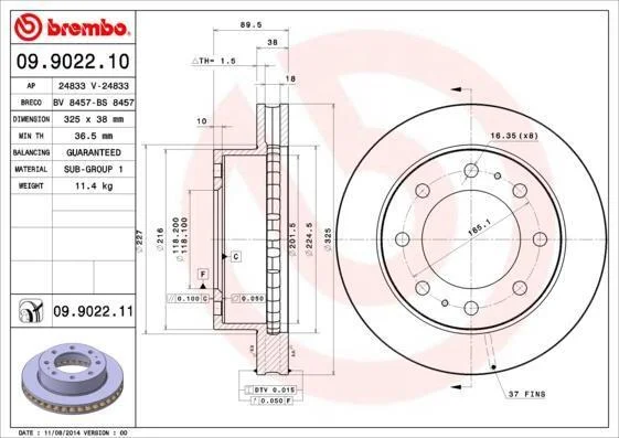 Диск гальмівний BREMBO 09.9022.11 (фото 1)