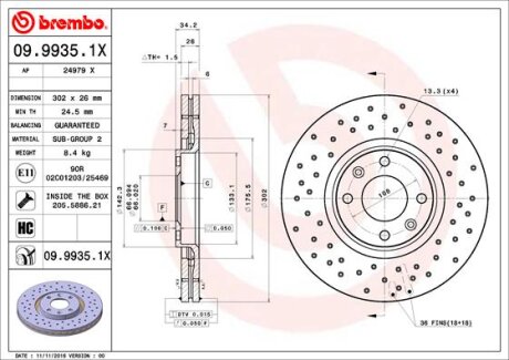 Гальмівний диск BREMBO 0999351X