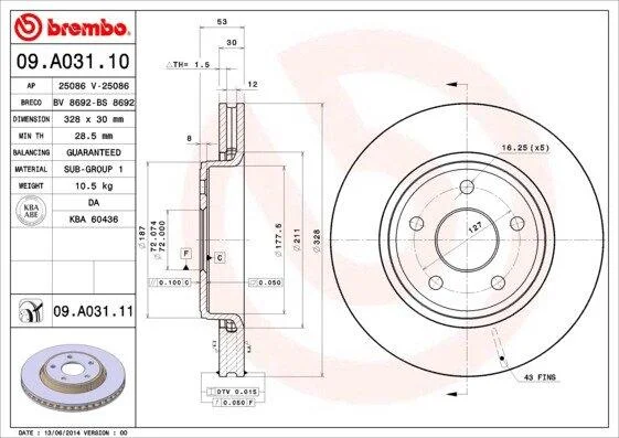 Гальмівний диск BREMBO 09.A031.10 (фото 1)