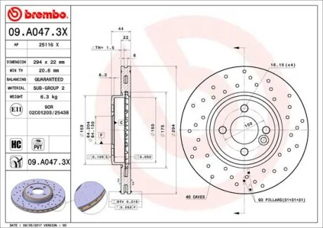 Гальмівний диск BREMBO 09.A047.3X