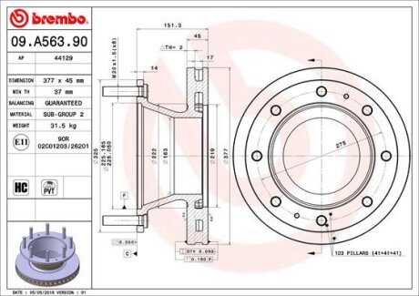 Гальмівний диск BREMBO 09.A563.90