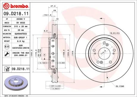 Гальмівний диск BREMBO 09.D218.11