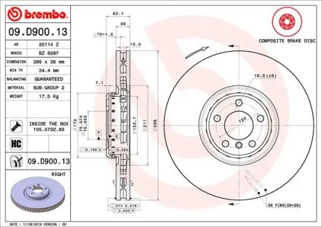 Фото 1 - диск гальмівний BREMBO 09.D900.13 Диск гальмівний BREMBO 09.D900.13 (фото 1)