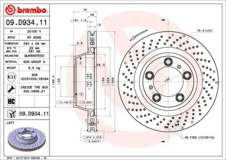 Гальмівний диск BREMBO 09.D934.11