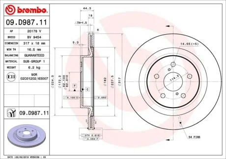 Гальмівний диск BREMBO 09.D987.11