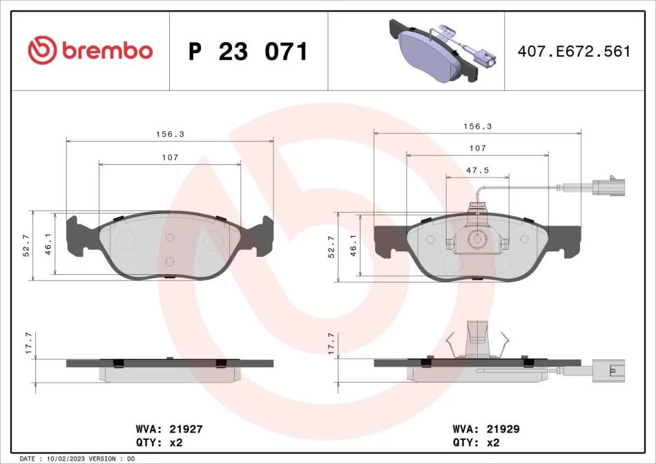 Гальмівні колодки дискові BREMBO P23 071 (фото 1)