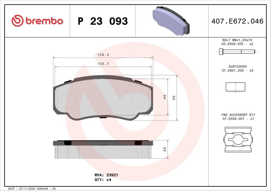 Гальмівні колодки дискові BREMBO P23 093 (фото 1)